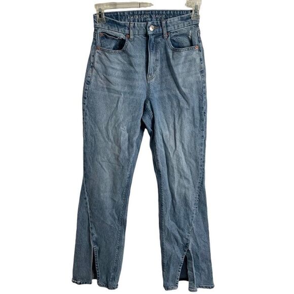 American Eagle Womens Bootcut High Rise Jeans 2R Split Hem Kendrick Lamar - Picture 1 of 7